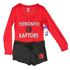 Sleep set Size M Women Black/Red Toronto Raptors Long Sleeve T-Shirt and Shorts